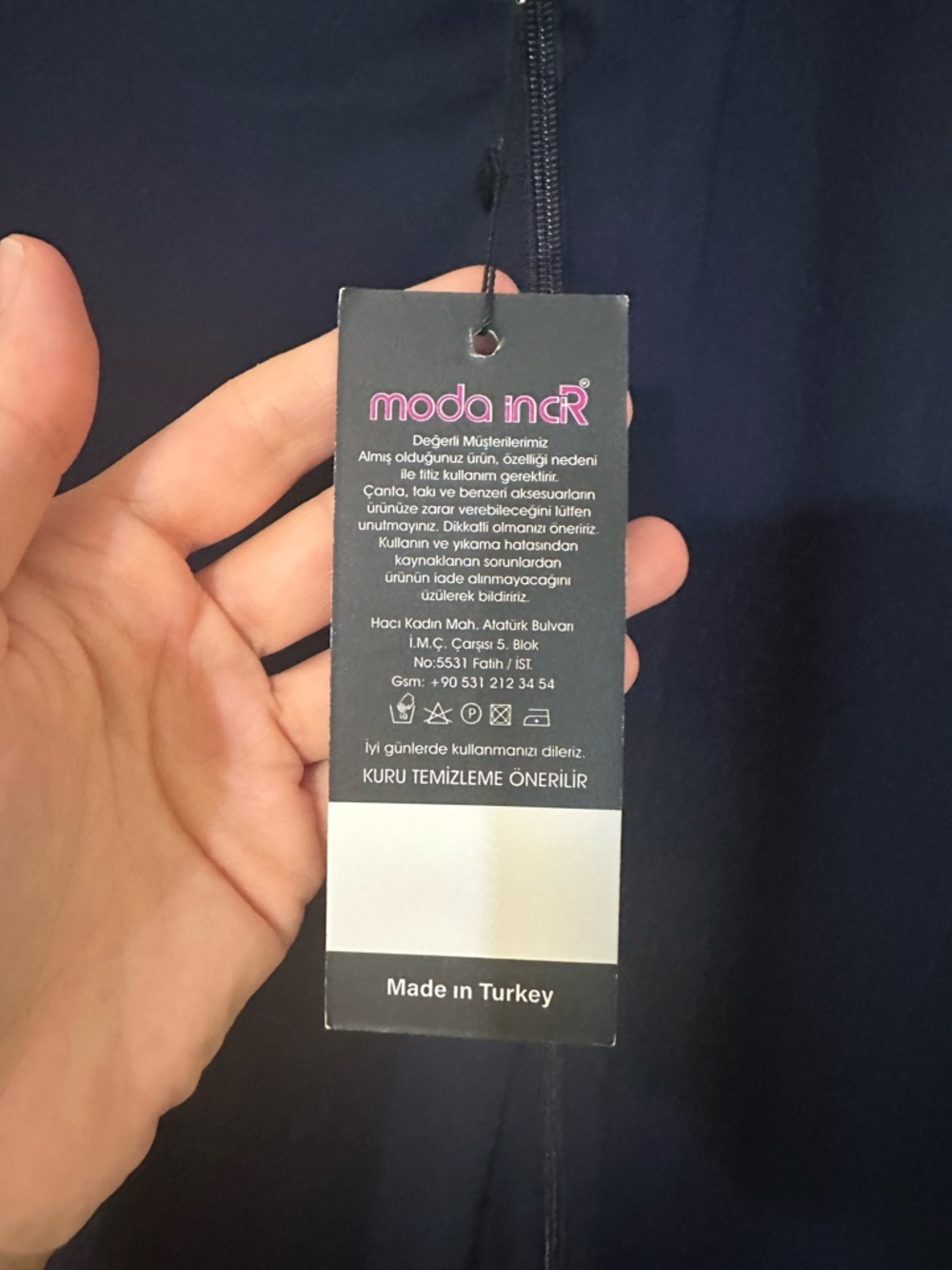 Moda Inci Turkish Navy Modest Maxi Dress Abaya US L  (EU 48) - Picture 6 of 9